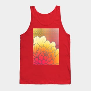 yellow peony flower on geometric backdrop Tank Top